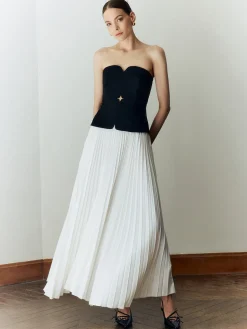 Off Shoulder Pleated Long Dress