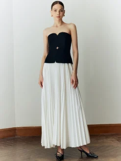 Off Shoulder Pleated Long Dress