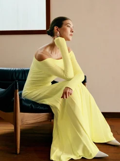 Off Shoulder Pleated  Sweater Dress
