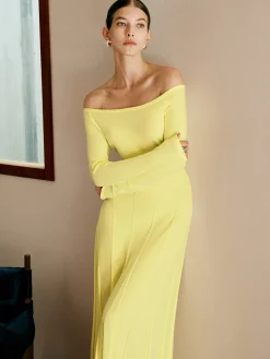 Off Shoulder Pleated  Sweater Dress