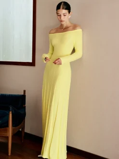 Off Shoulder Pleated  Sweater Dress