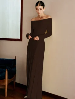 Off Shoulder Pleated  Sweater Dress