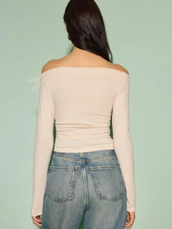 Off-Shoulder Asymmetrical Floral T-Shirt