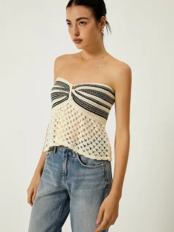 Off-Shoulder Crochet Knit Top