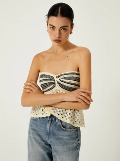 Off-Shoulder Crochet Knit Top