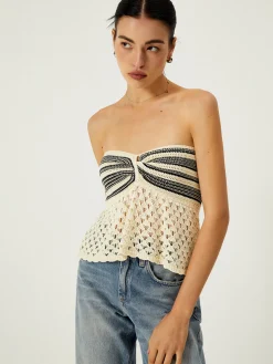 Off-Shoulder Crochet Knit Top