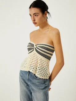 Off-Shoulder Crochet Knit Top