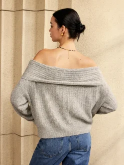 Off-Shoulder Plain Sweater