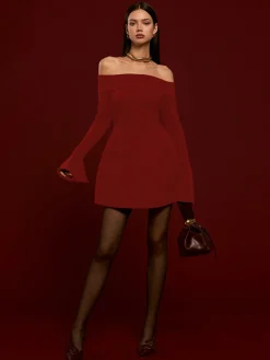 Off-Shoulder Pleated Short Dress