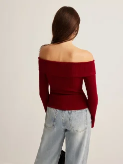 Off-Shoulder Ribbed Slim Top