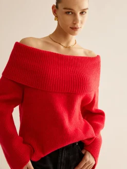 Off-Shoulder Ribbed Sweater