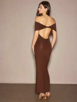 Off-Shoulder Ruched Slim Long Dress