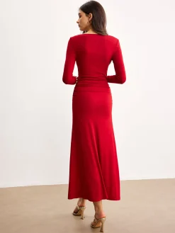 Off-Shoulder Ruffle Knit Dress