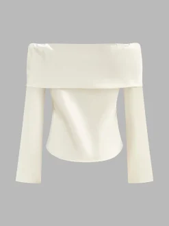 Off-Shoulder Satin Blouse