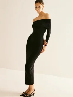 Off-Shoulder Split Sweater Dress