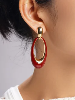 Oil Drop Oval Hoop Earrings