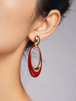 Oil Drop Oval Hoop Earrings