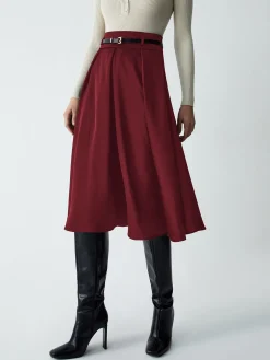 Old Money Aesthetics Belted Skirt