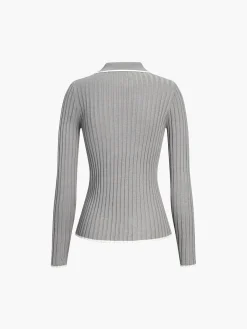 Old Money Aesthetics Polo Knit Top