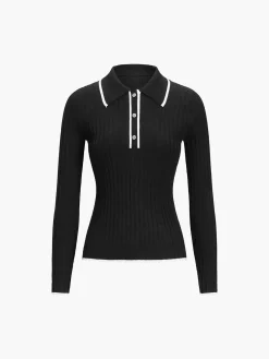 Old Money Aesthetics Polo Knit Top