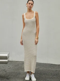 Old Money Aesthetics Stripe Long Knit Dress