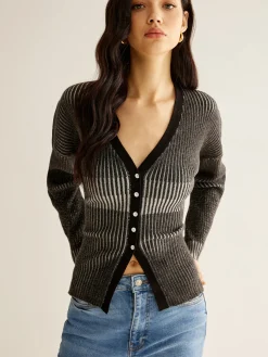 Ombre Button Slim Cardigan