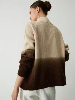 Ombre Double Zip Stand Collar Cardigan