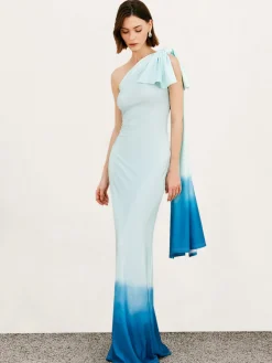 Ombre One Shoulder Long Dress