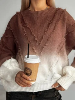 Ombre Tassel Piping Sweater