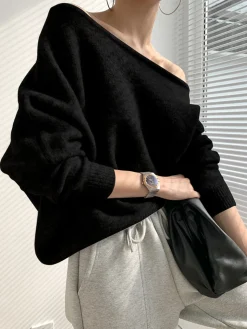 One Shoulder Asymmetric Sweater