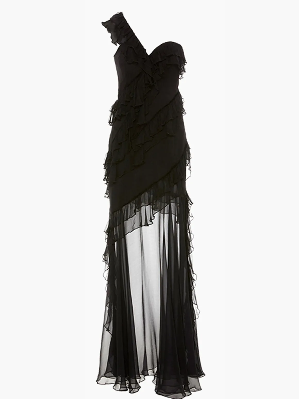 One-Shoulder Chiffon Ruffle Dress