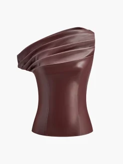 One-Shoulder PU Leather Tank Top