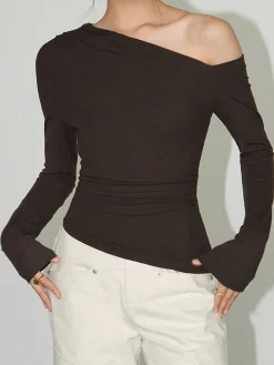 One-Shoulder Skinny Jersey Top