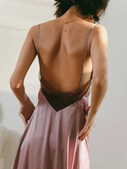 Open Back Satin Long Dress