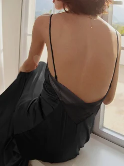 Open Back Satin Long Dress