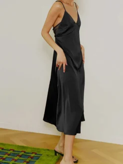 Open Back Satin Long Dress