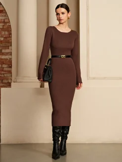 Open Back Sweater Dress Without Belt