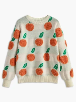 Orange Pattern Striped Sweater
