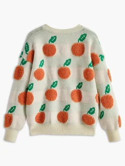 Orange Pattern Striped Sweater