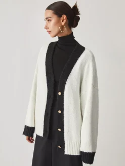 Oversized Contrast Trim Cardigan