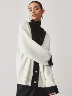 Oversized Contrast Trim Cardigan