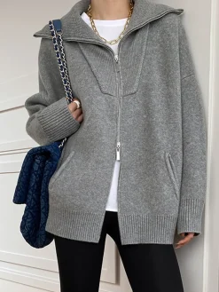 Oversized Open Collar Cardigan