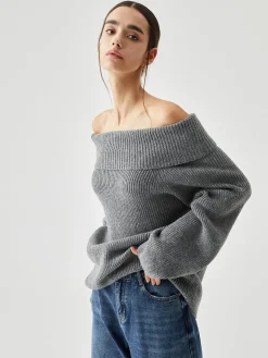 Oversized Overfold Off Shoulder Knit Sweater