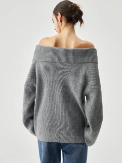 Oversized Overfold Off Shoulder Knit Sweater