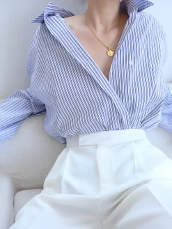 Oversized Pinstripe Button Down Shirt