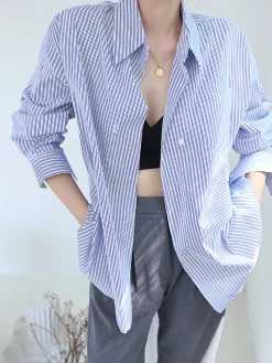 Oversized Pinstripe Button Down Shirt