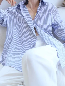 Oversized Pinstripe Button Down Shirt