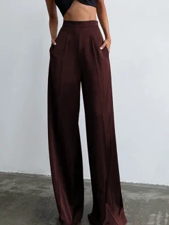 Oversized Satin Wide Leg Dress Pants