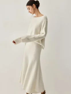Oversized Sweater Two Piece Skirt Set