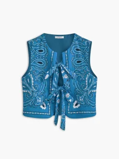 Paisley Printed Tie Front Vest